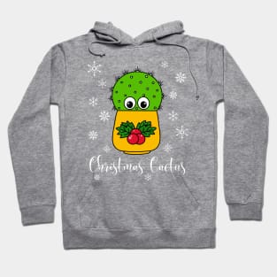 Christmas Cactus - Cute Cactus In Christmas Holly Pot Hoodie